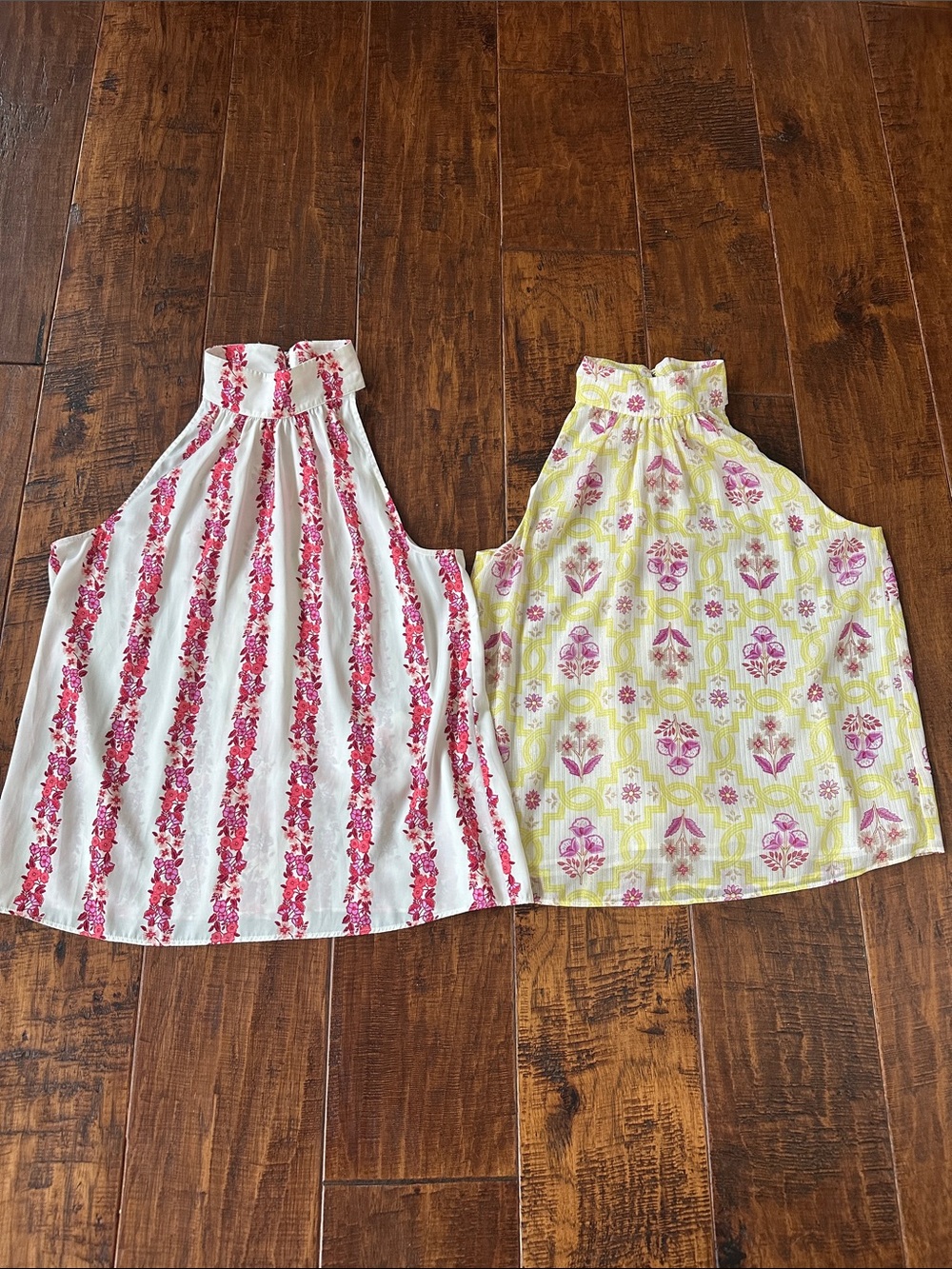 Ann Taylor LOT OF 2 Halter Tops Small Cream Pink Orange Floral Workwear